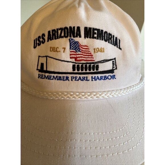 White USS Arizona Memorial Hat Made in USA Pearl Harbor Snapback Cap - Picture 2 of 9
